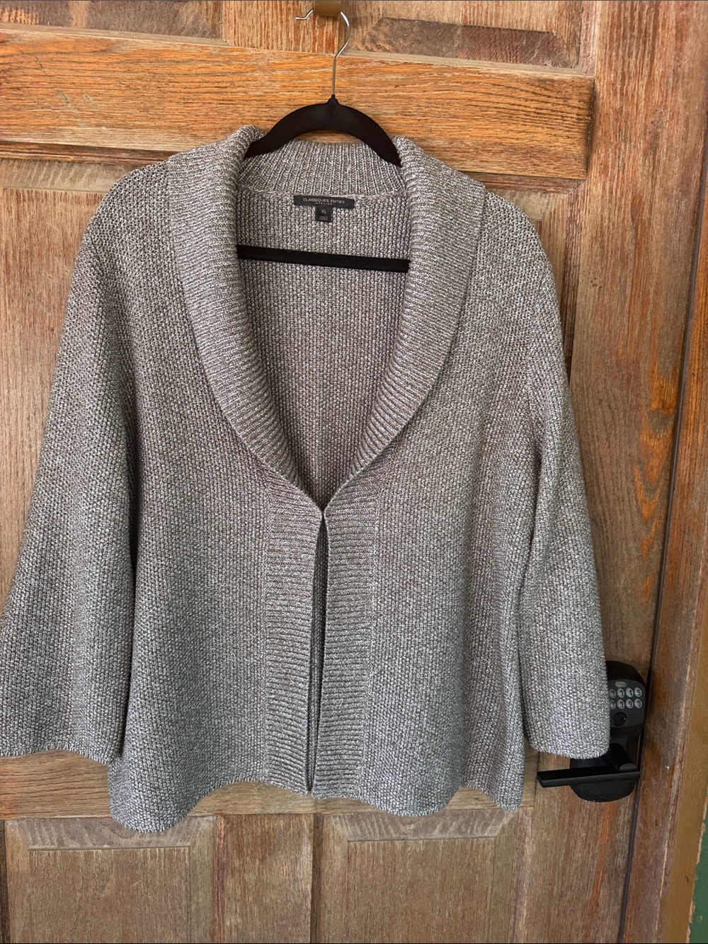 Classiques Entier Heather Gray Open-Front Shawl Collar Cardigan